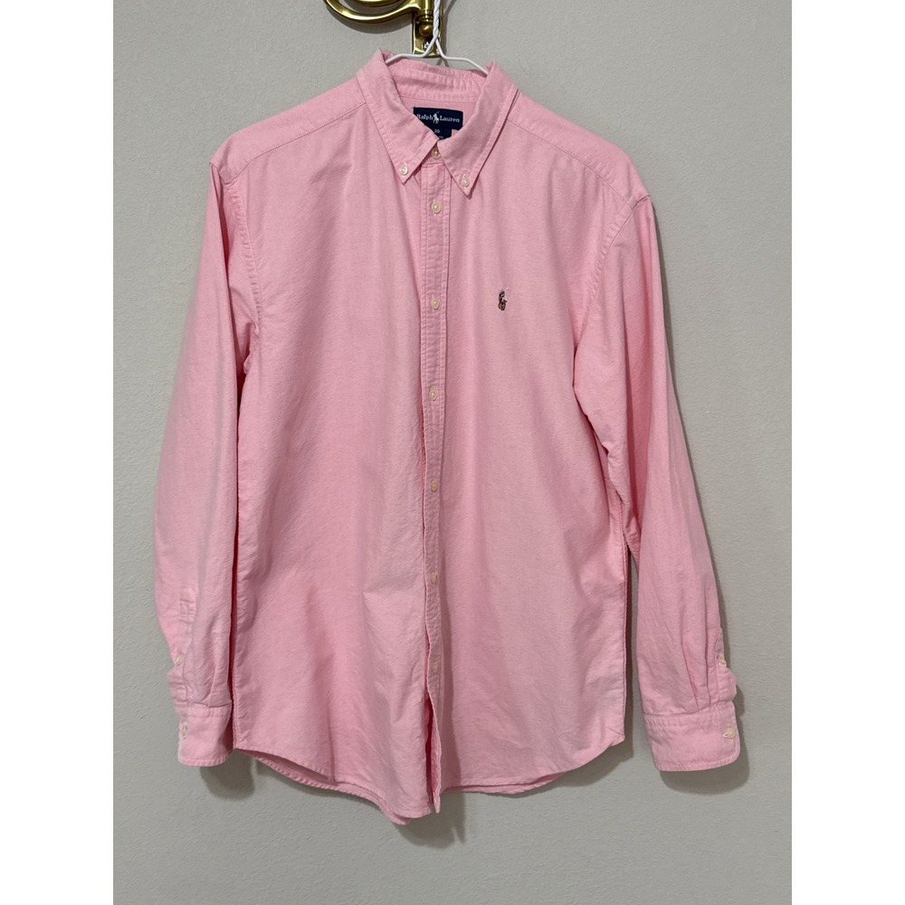 Ralph Lauren Oxford Shirt Boys 20/XL Pink Long Sleeve Button Down Pony Logo